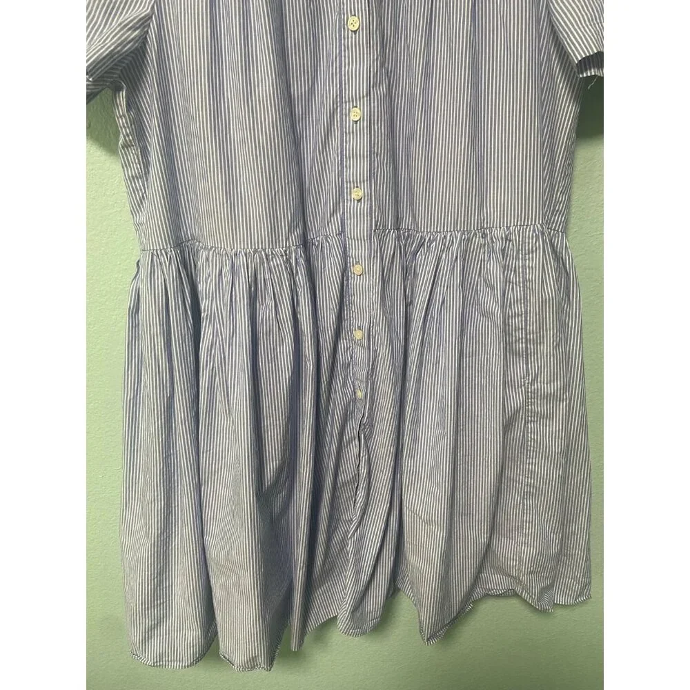 Kate Spade x Broome Street Women's Blue & White Stripe Poplin‎ Swing Dress XL